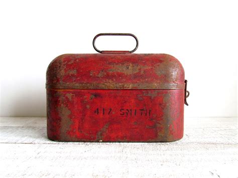 vintage red metal lunch box|most valuable vintage lunch box.